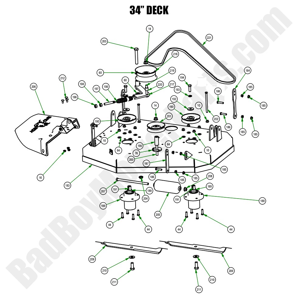 3282 - Bad Boy Mower Parts Lookup > 2023 > Revolt SD > 34\" Deck Assembly